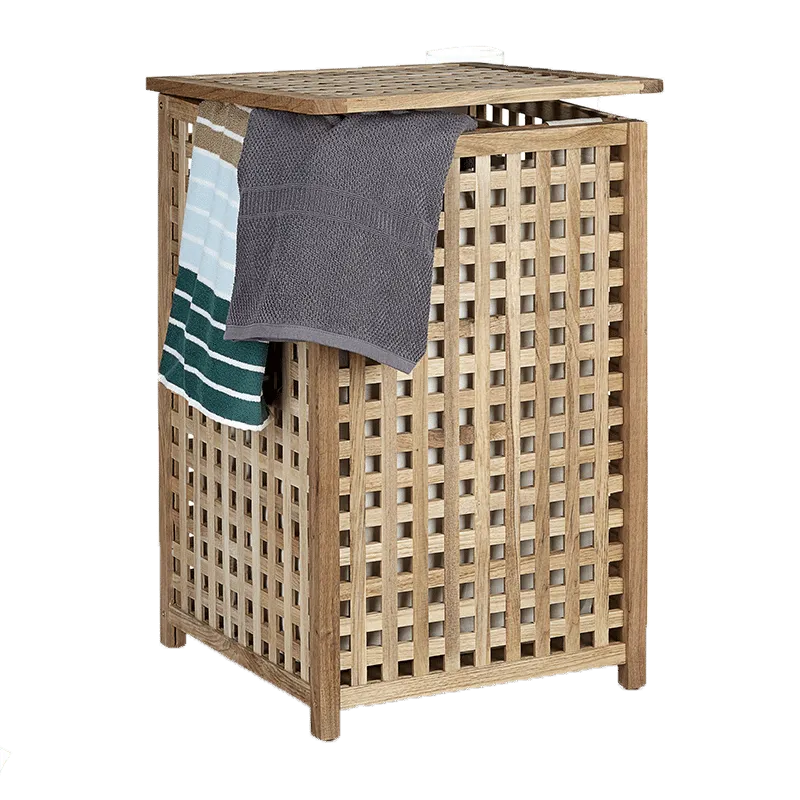 Chinese walnut wood laundry basket with bag