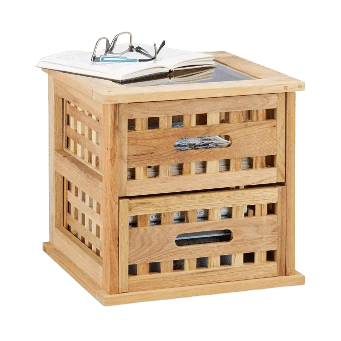 Chinese Walnut Wood 2 Drawer Side Table(Small)