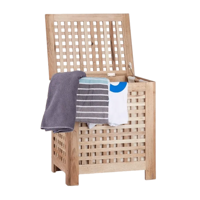 Chinese Walnut Wood laundry basket with bag