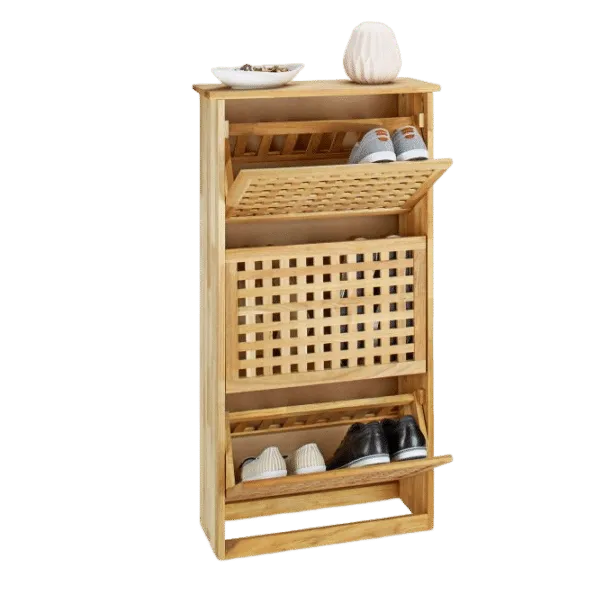 Chinese Walnut Wood 3 Drawer Shoe Cabinet