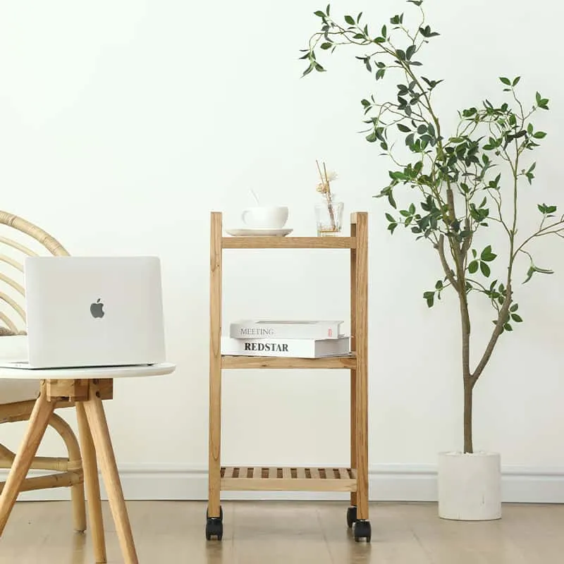 Chinese Walnut Wood 3-tier storage rack with wheel