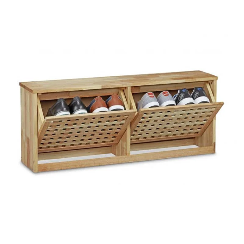 Chinese walnut wood 2 drawer shoe cabinet