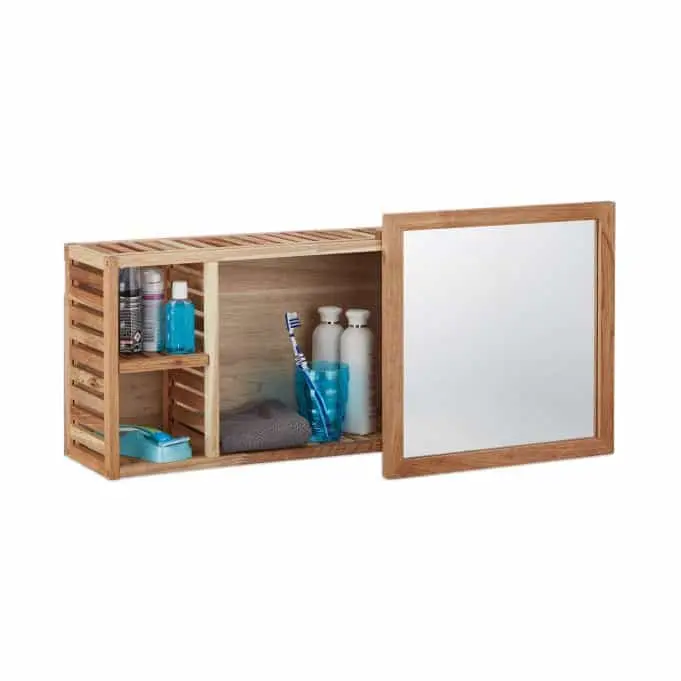 Chinese Walnut Wood Solid Walnut Wood Bathroom Storage Cabinet With Mirror