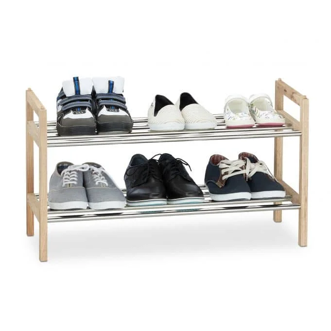 Chinese Walnut Wood Solid walnut wood +steel tube shoe rack(stackable)